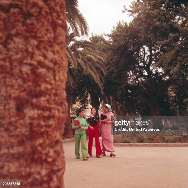 Group of female students at Rabat, Morocco 1970s.