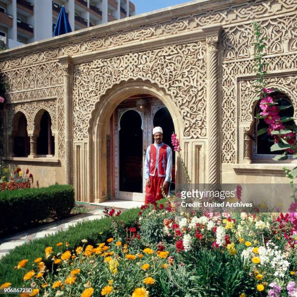 Staff member of the Garden Hotel Sahara at Agadir, Morocco 1980s.