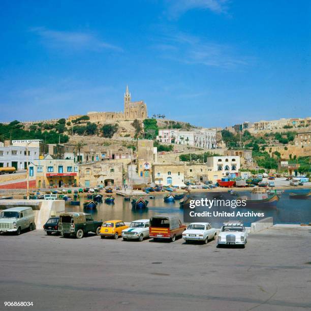 Travel to Malta. Island Gozo, Mgarr. Little town to the west of Mosta. Rotunda of Mosta, cathedral. 1975.