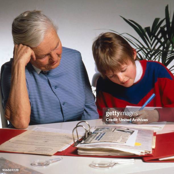 Grandma with grandson, 1980s.