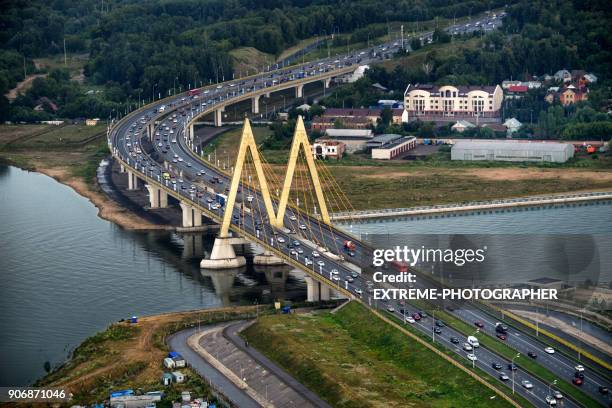 millennium bridge in kazan - tatarstan stock pictures, royalty-free photos & images