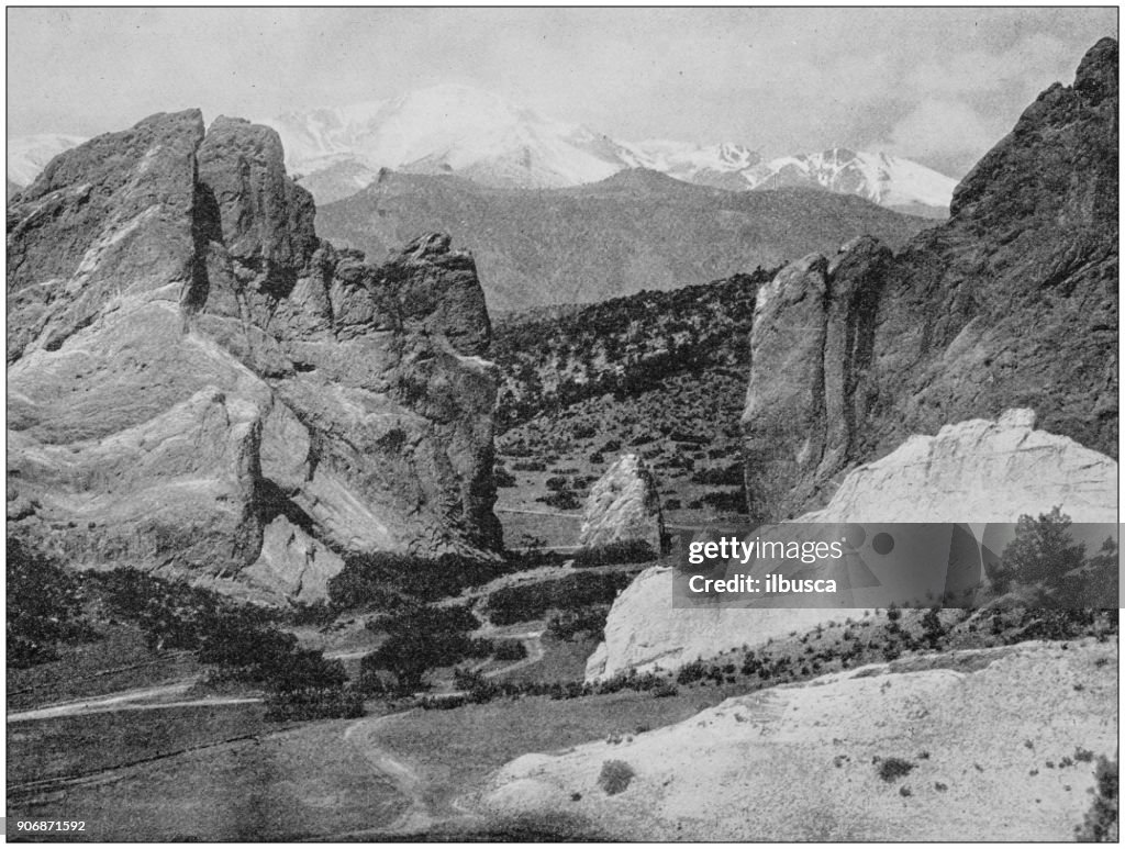 Antique photograph of World's famous sites: Gateway to the Garden of the Gods, Colorado