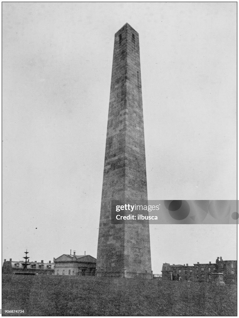 Antique photograph of World's famous sites: Bunker Hill Monument, Boston, Massachusetts