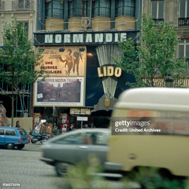 Lido music hall at Champs Elysees in Paris, France late 1970s.