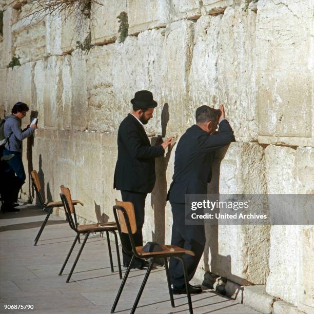 Jews at the wailing wall of Jerusalem, Israel late 1970s.