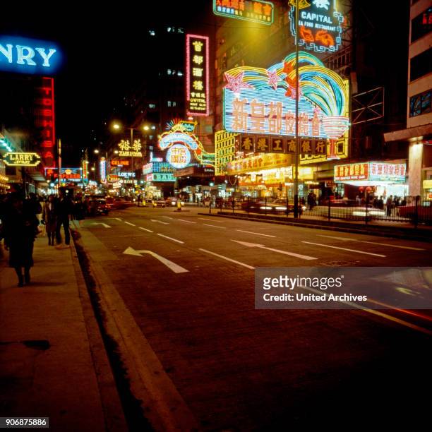 Hong Kong at night, early 1980s.