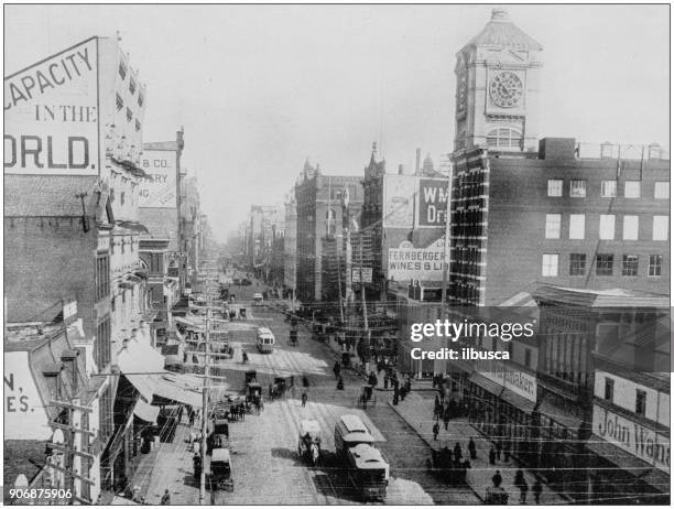 ilustrações, clipart, desenhos animados e ícones de fotografia antiga de locais famosos do mundo: mercado street, filadélfia, pensilvânia - pensilvânia