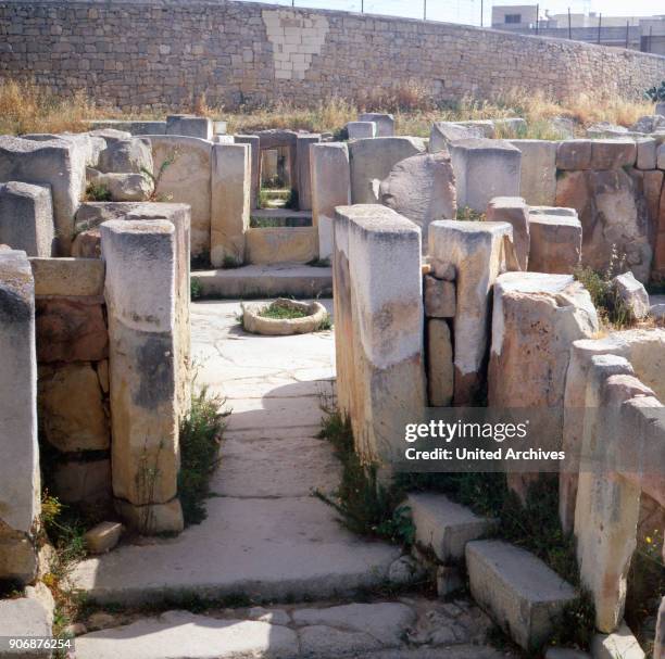 Trip to the cult site Tarxien, Malta, 1980s.