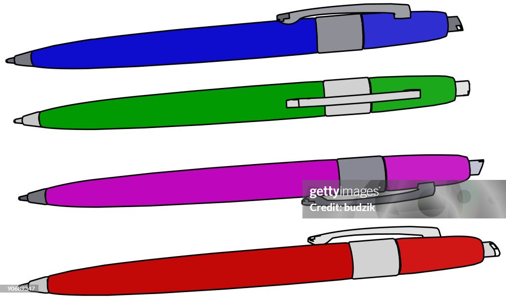 Quatro canetas-cor vector ferramenta de Escritório
