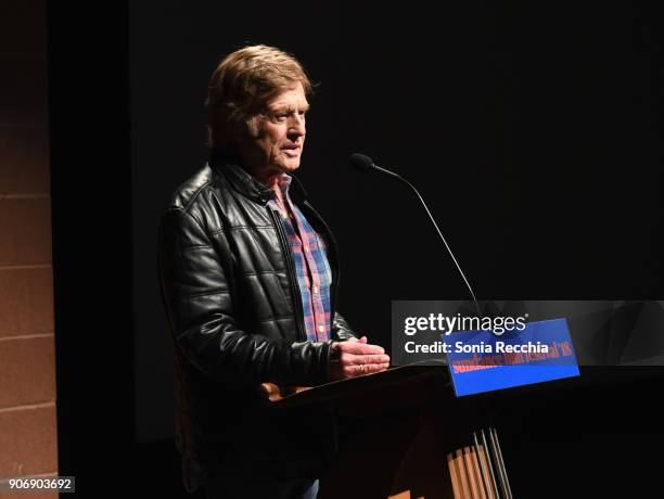 Robert Redford attends the "Blindspotting" Premiere during the 2018 Sundance Film Festival at Eccles Center Theatre on January 18, 2018 in Park City,...