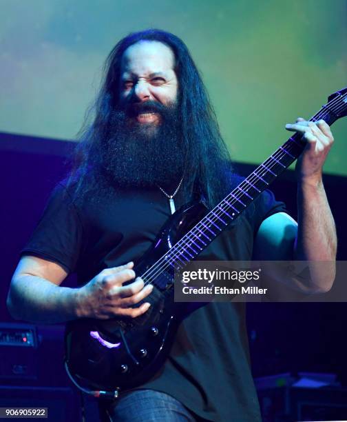 Guitarist John Petrucci performs as part of the G3 concert tour at Brooklyn Bowl Las Vegas at The Linq Promenade on January 17, 2018 in Las Vegas,...