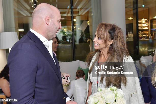 Roberto Casas and guest attend Christie Brinkley Celebrates Her Partnership With Merz Aesthetics at Waldorf Astoria Beverly Hills on January 18, 2018...