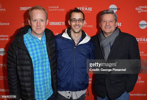 Directors of Content Acquisiton Ian Bricke, Matthew Levin and Netflix Chief Content Officer Ted Sarandos attend the "Private Life" Premiere during...