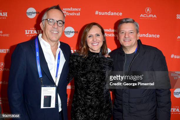 Sundance Film Festival Director John Cooper, actress Molly Shannon, and Netflix Chief Content Officer Ted Sarandos attend the "Private Life" Premiere...