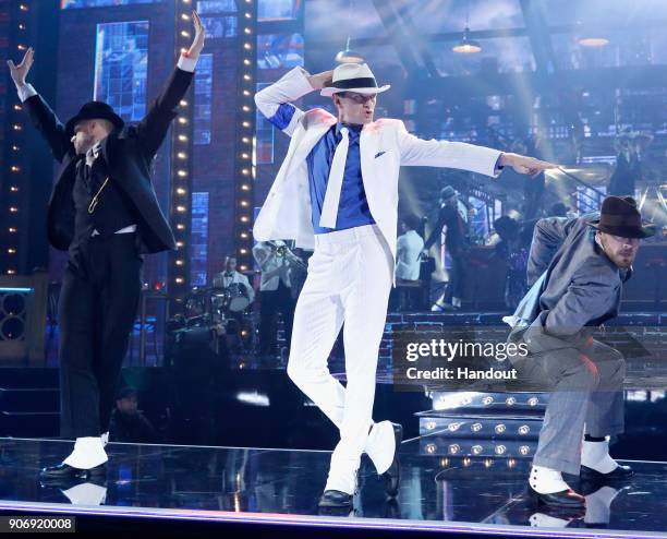 In this handout photo provided by Paramount Network Neil Patrick Harris performs onstage during Lip Sync Battle Live: A Michael Jackson Celebration...