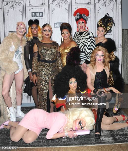 Personalities AJA, Benedelacreme, Chi Chi Devayne, Kennedy Davenport, Milk, Morgan McMichaels, Shangela, Thorgy Thor and Trixie Mattel visit Build...