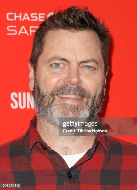 Nick Offerman attends the Volunteer Screening Of "Hearts Beat Loud" Premiere during the 2018 Sundance Film Festival at Park City Library on January...