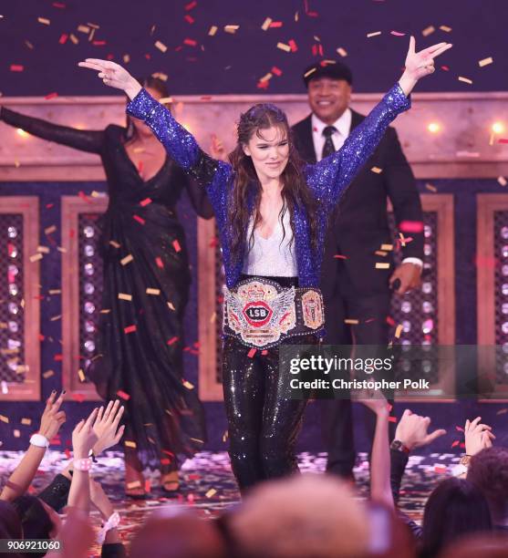 Champion Hailee Steinfeld onstage during Lip Sync Battle Live: A Michael Jackson Celebration at Dolby Theatre on January 18, 2018 in Hollywood,...