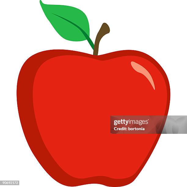 cute bright red apple icon isolated on white - apple cut out stock illustrations