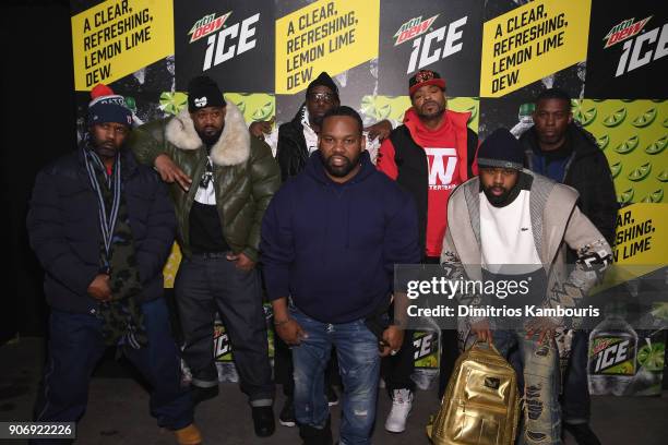 Masta Killa, Ghostface Killah, RZA, Method Man, GZA, Raekwon and Cappadonna of Wu-Tang Clan attend the Mtn Dew ICE launch event on January 18, 2018...