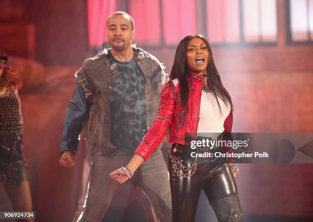 Taraji P. Henson performs onstage during Lip Sync Battle Live: A Michael Jackson Celebration at Dolby Theatre on January 18, 2018 in Hollywood,...