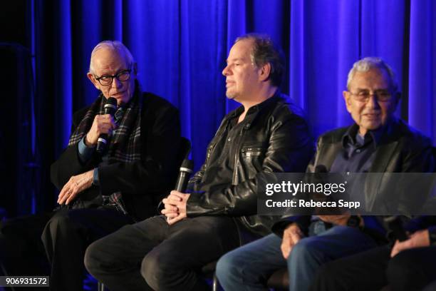 Songwriter Alan Bergman, director Danny Gold and producer George Shapiro speak onstage at Reel to Reel: If You're Not in the Obit, Eat Breakfast at...