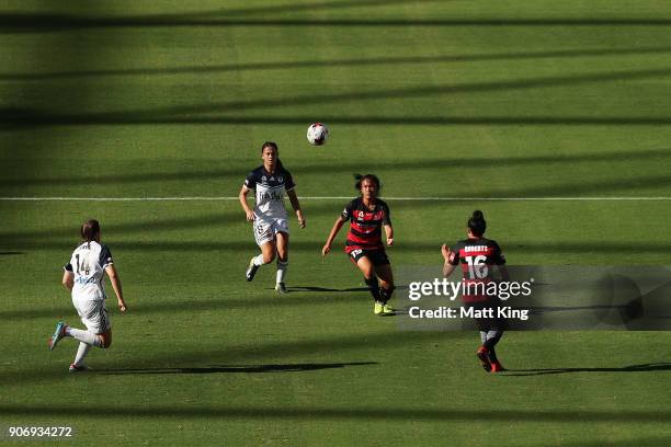 Rasamee Phonsongkham of the Wanderers controls the ball during the round 12 W-League match between the Western Sydney Wanderers and the Melbourne...