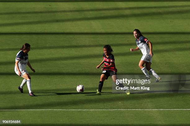 Rasamee Phonsongkham of the Wanderers controls the ball during the round 12 W-League match between the Western Sydney Wanderers and the Melbourne...