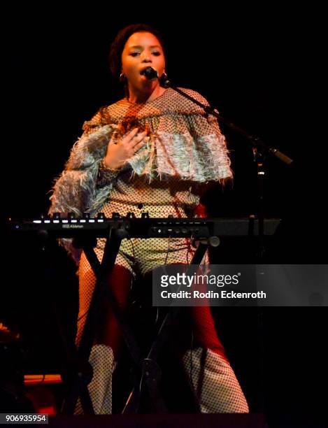 Chloe x Halle perform on stage at Freeform Summit on January 18, 2018 in Hollywood, California.