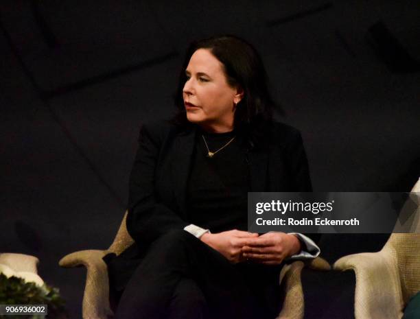 Marlene King speaks on stage at Freeform Summit on January 18, 2018 in Hollywood, California.