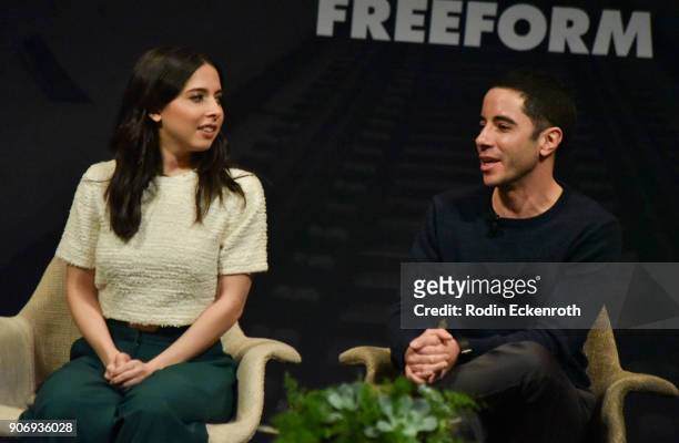 Esther Povitsky and Benji Aflalo speak on stage at Freeform Summit on January 18, 2018 in Hollywood, California.