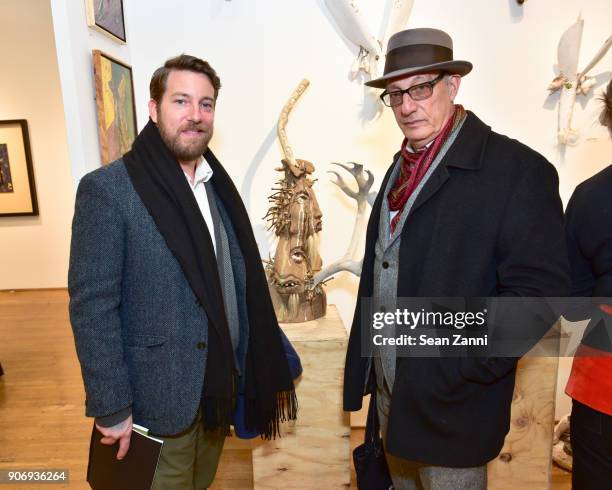 Founder at Anonymous Gallery Joseph Ian Henrikson and Collector Peter Rosenthal attend Outsider Art Fair New York 2018 - VIP Early Access Preview at...