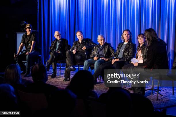 Michael Mayhew, Alan Bergman, Danny Gold, George Shapiro, Terry Wollman, Aimee Hyatt and Scott Goldman speak at The GRAMMY Museum on January 18, 2018...