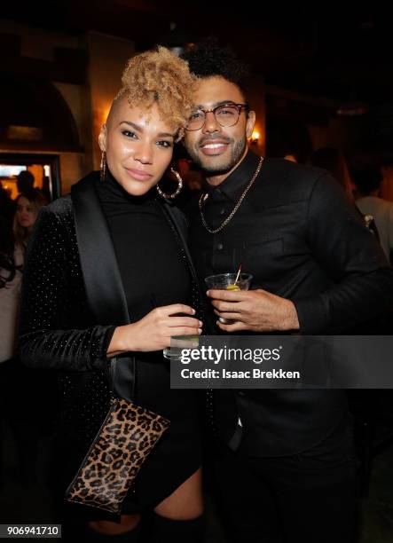 Emmy Raver and Daveed Diggs attend the "Blindspotting" world premiere afterparty during Sundance Film Festival 2018 at 501 On Main on January 18,...