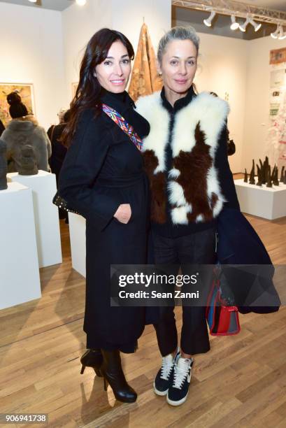 Actress Dara Tomanovich and Charlotte Bonstrom attend Outsider Art Fair New York 2018 - VIP Early Access Preview at Metropolitan Pavilion on January...