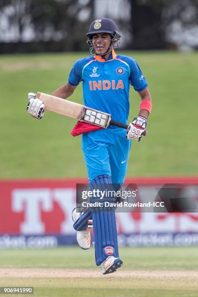 Shubman Gill of India bats during the ICC U19 Cricket World Cup match between India and Zimbabwe at Bay Oval on January 19, 2018 in Tauranga, New...