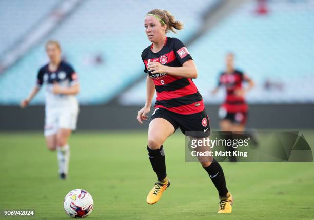Marlous Pieete of the Wanderers controls the ball during the round 12 W-League match between the Western Sydney Wanderers and the Melbourne Victory...