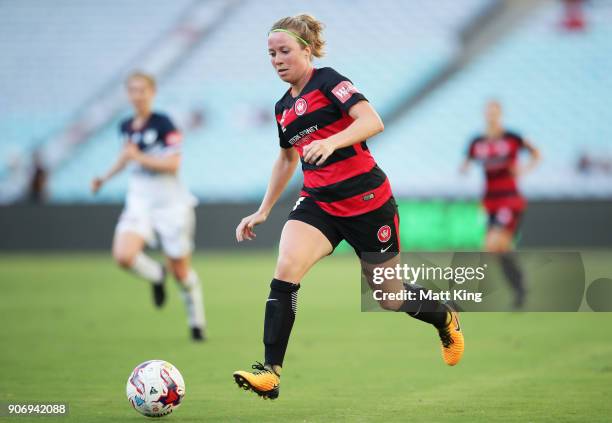 Marlous Pieete of the Wanderers controls the ball during the round 12 W-League match between the Western Sydney Wanderers and the Melbourne Victory...