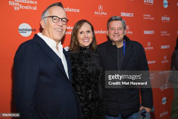Sundance Film Festival Director John Cooper, actress Molly Shannon and Netflix's Ted Sarandos attend the 2018 Sundance Film Festival Premiere of...
