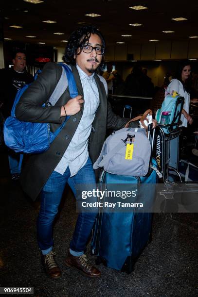 Actor Tony Revolori leaves the Salt Lake City International Airport on January 18, 2018 in Salt Lake City, Utah.