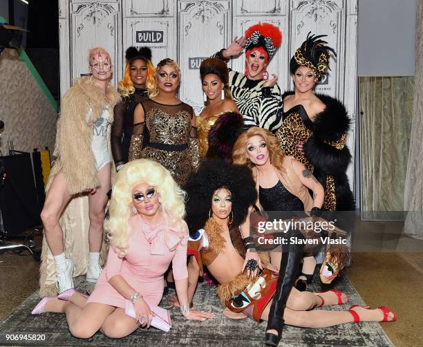 Personalities Milk, Chi Chi DeVayne, Kennedy Davenport, Shangela,, Thorgy Thor, BenDeLaCreme, Trixie Mattel, Aja and Morgan McMichaels visit Build...