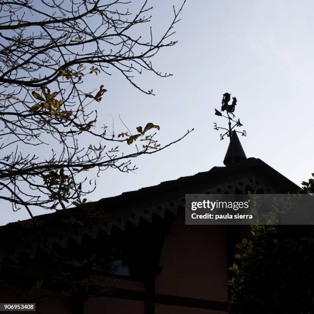 silhouette of a weather-vane - weather vane stock pictures, royalty-free photos & images