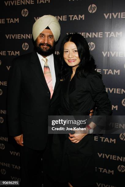 Hewlett-Packard Sr. VP of Global Marketing, Satjiv Chahil and designer Vivienne Tam attend Vivienne Tam Spring 2010 during Mercedes-Benz Fashion Week...