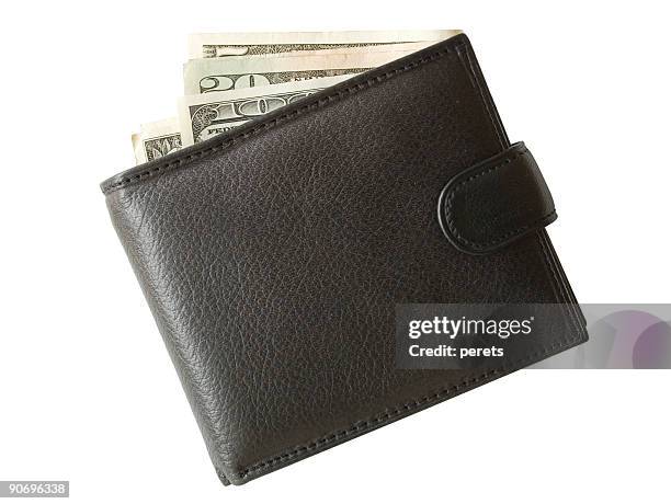 purse with money - white leather stock pictures, royalty-free photos & images