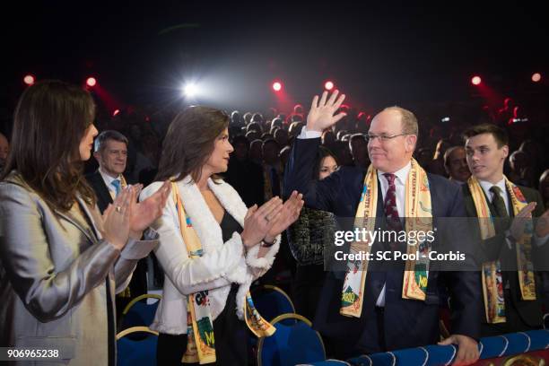 Pauline Ducruet, Princess Stephanie of Monaco, Prince Albert II of Monaco and Louis Ducruet attend the 42nd international circus festival in Monte...