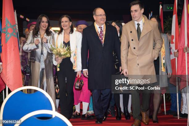 Pauline Ducruet, Princess Stephanie of Monaco, Prince Albert II of Monaco and Louis Ducruet attend the 42nd international circus festival in Monte...