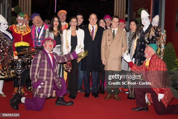 Pauline Ducruet, Princess Stephanie of Monaco, Prince Albert II of Monaco and Louis Ducruet attend the 42nd international circus festival in Monte...