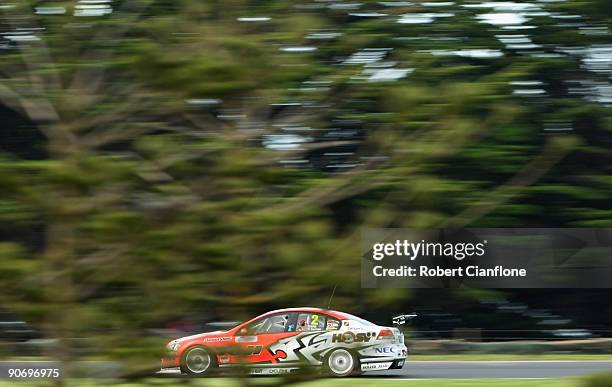 Garth Tander drives the Holden Racing Team Holden during race 17 for round nine of the V8 Supercar Championship Series at the Phillip Island Grand...
