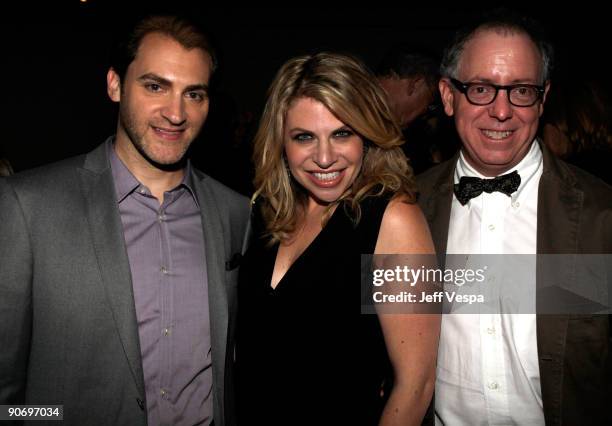 Actor Michael Stuhlbarg actress Sari Lennick and Focus Features' James Schamus attend the "A Serious Man" Premiere held at The Visa Screening Room at...