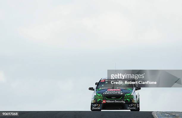 Leanne Tander drives the Wilson Security Racing Ford during race 17 for round nine of the V8 Supercar Championship Series at the Phillip Island Grand...